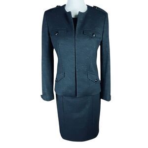 Judith & Charles Womens Dark Gray Sheath Dress Jacket Set Size 6